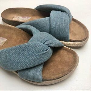 BAND OF GYPSIES Move Over Slide Sandal Denim Blue US7 NWOT